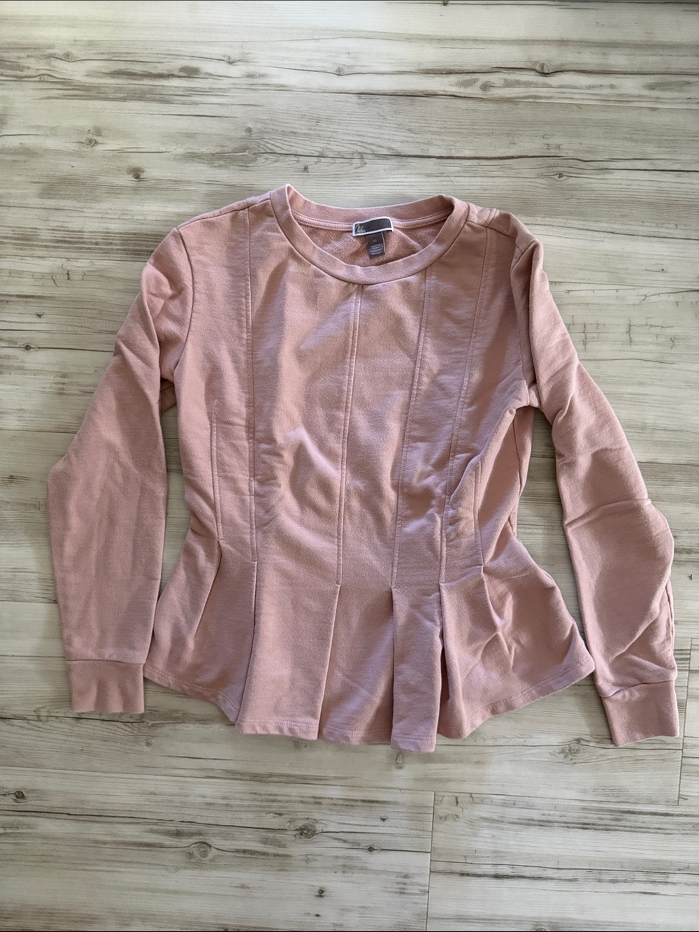 Chelsea28 Pink Long-Sleeve Peplum Top